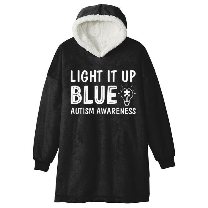 Light It Up Blue Autism I Wear Blue Hooded Wearable Blanket