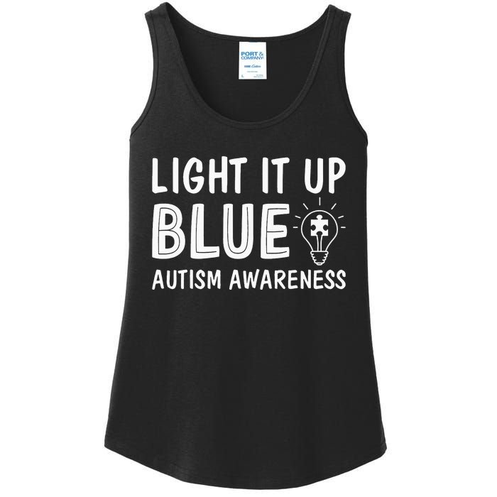 Light It Up Blue Autism I Wear Blue Ladies Essential Tank