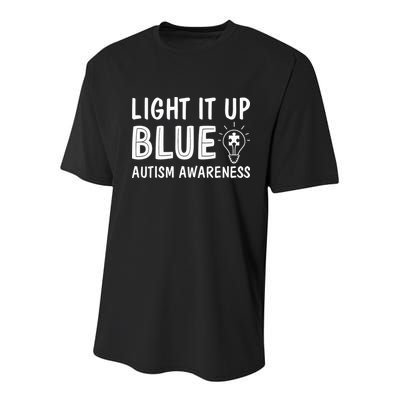 Light It Up Blue Autism I Wear Blue Youth Performance Sprint T-Shirt