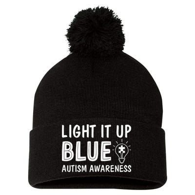 Light It Up Blue Autism I Wear Blue Pom Pom 12in Knit Beanie