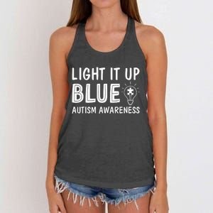 Light It Up Blue Autism I Wear Blue Women's Knotted Racerback Tank