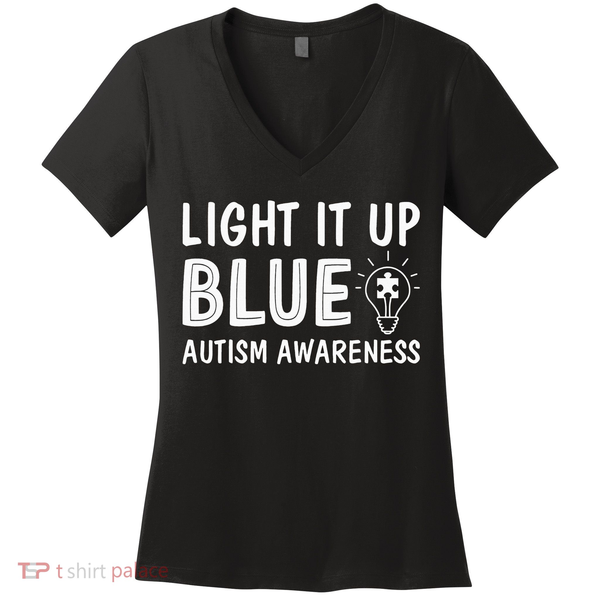 Light It Up Blue Autism I Wear Blue Women's V-Neck T-Shirt