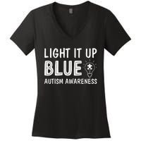 Light It Up Blue Autism I Wear Blue Women's V-Neck T-Shirt