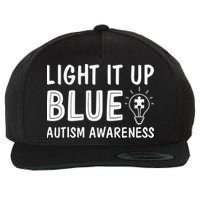 Light It Up Blue Autism I Wear Blue Wool Snapback Cap