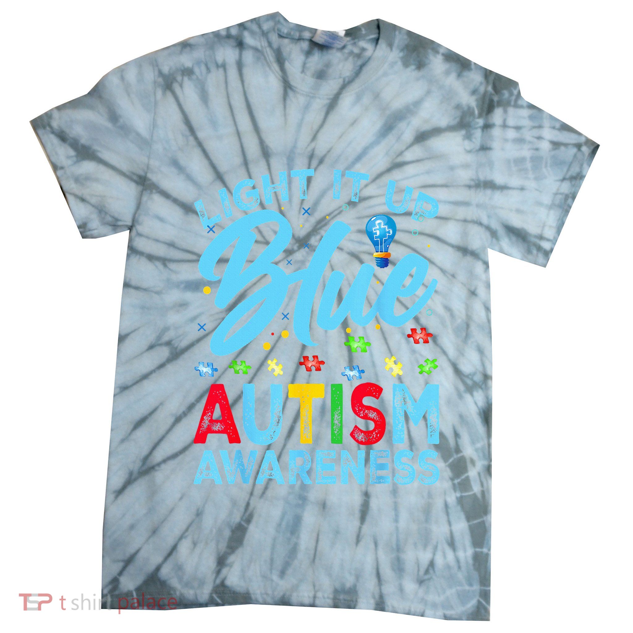 Light It Up Blue Autism Awareness Tie-Dye T-Shirt