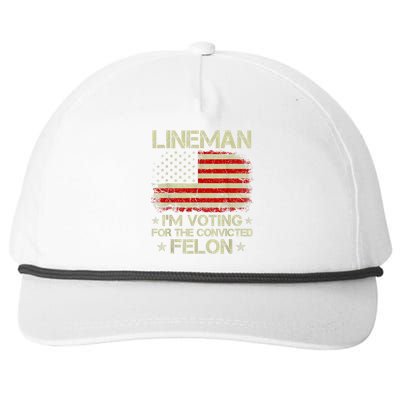 Lineman Im Voting For The Convicted Felon Funny Trump 2024 Snapback Five-Panel Rope Hat