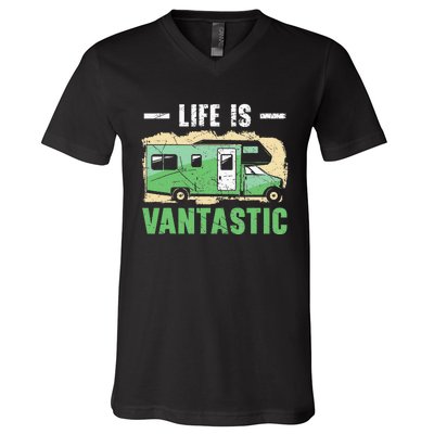 Life Is Vantastic RV Camp Van funny Camping Lover V-Neck T-Shirt