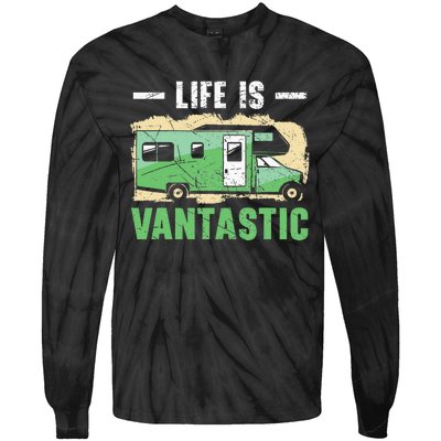 Life Is Vantastic RV Camp Van funny Camping Lover Tie-Dye Long Sleeve Shirt