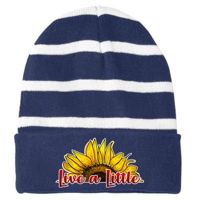 Live A Little Sunflower Striped Beanie with Solid Band