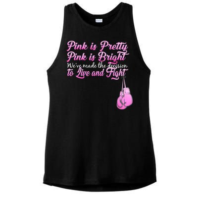 Live And Fight Pink Breast Cancer Ladies PosiCharge Tri-Blend Wicking Tank