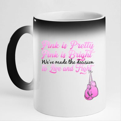 Live And Fight Pink Breast Cancer 11oz Black Color Changing Mug