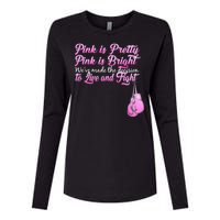 Live And Fight Pink Breast Cancer Womens Cotton Relaxed Long Sleeve T-Shirt