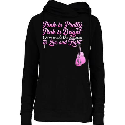 Live And Fight Pink Breast Cancer Womens Funnel Neck Pullover Hood