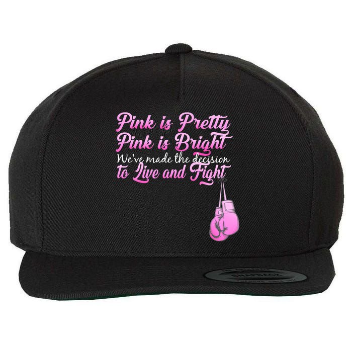 Live And Fight Pink Breast Cancer Wool Snapback Cap