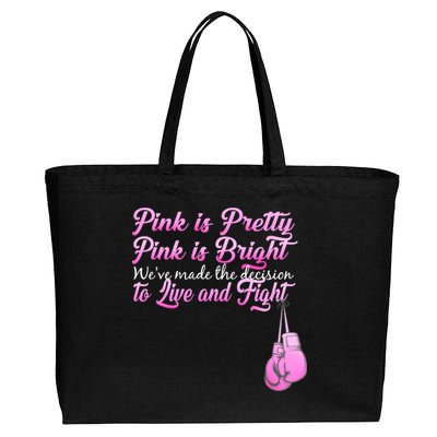 Live And Fight Pink Breast Cancer Cotton Canvas Jumbo Tote