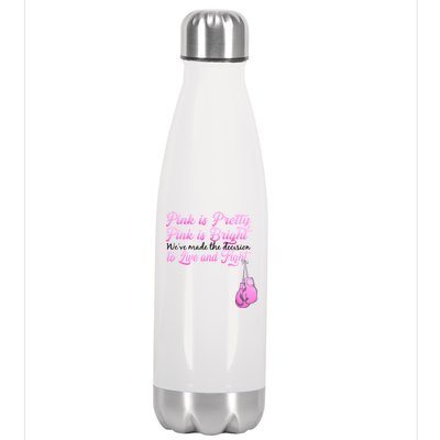 Live And Fight Pink Breast Cancer Stainless Steel Insulated Water Bottle