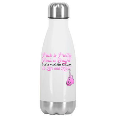 Live And Fight Pink Breast Cancer Stainless Steel Insulated Water Bottle