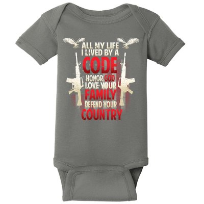 Live By A Code Baby Bodysuit