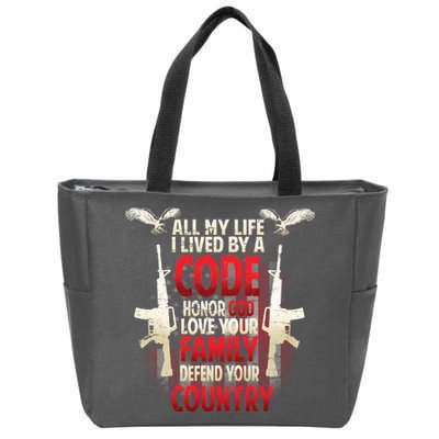 Live By A Code Zip Tote Bag