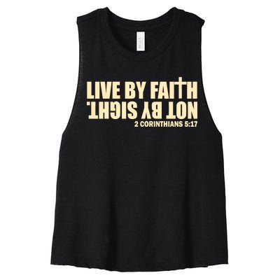 Live By Faith Not By Sight Women's Racerback Cropped Tank