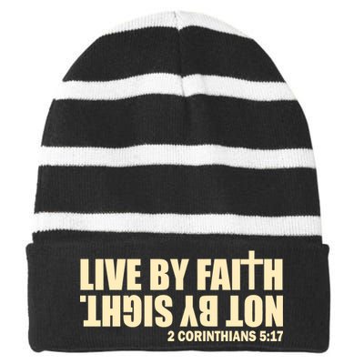 Live By Faith Not By Sight Striped Beanie with Solid Band