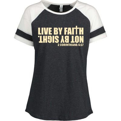 Live By Faith Not By Sight Enza Ladies Jersey Colorblock Tee