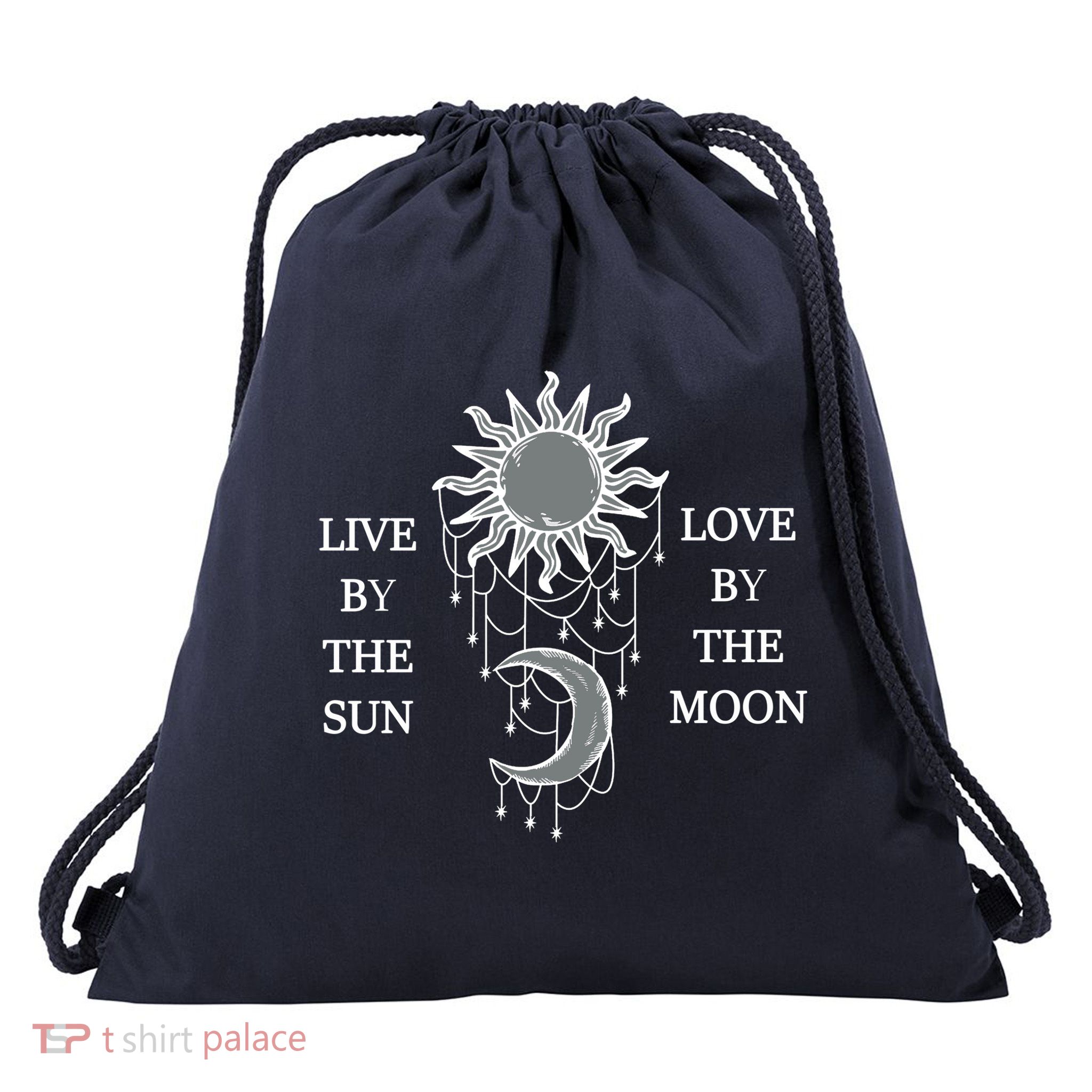 Live By The Sun Love By The Moon Drawstring Bag