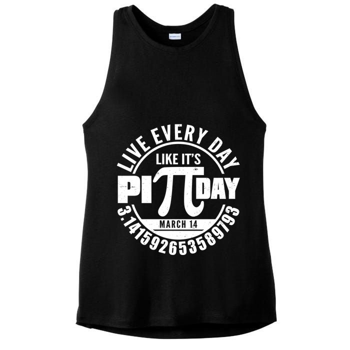 Live Every Day Like It's Pi Day March 14 3.14 Emblem Ladies PosiCharge Tri-Blend Wicking Tank