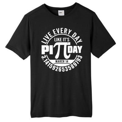 Live Every Day Like It's Pi Day March 14 3.14 Emblem Tall Fusion ChromaSoft Performance T-Shirt