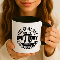 Live Every Day Like It's Pi Day March 14 3.14 Emblem Mug
