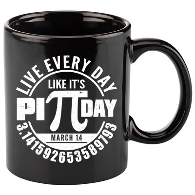 Live Every Day Like It's Pi Day March 14 3.14 Emblem 11oz C Handle Ceramic Mug