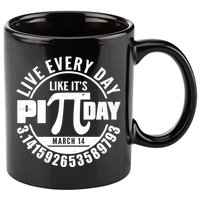 Live Every Day Like It's Pi Day March 14 3.14 Emblem 11oz C Handle Ceramic Mug
