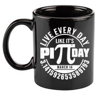 Live Every Day Like It's Pi Day March 14 3.14 Emblem 11oz C Handle Ceramic Mug