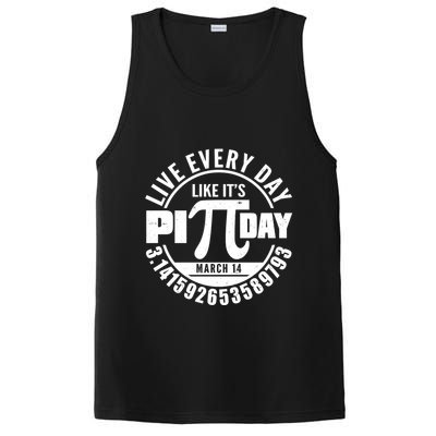 Live Every Day Like It's Pi Day March 14 3.14 Emblem PosiCharge Competitor Tank