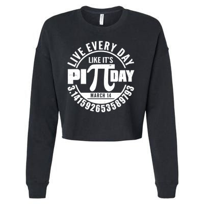 Live Every Day Like It's Pi Day March 14 3.14 Emblem Cropped Pullover Crew