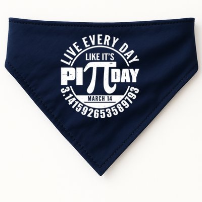 Live Every Day Like It's Pi Day March 14 3.14 Emblem USA-Made Doggie Bandana