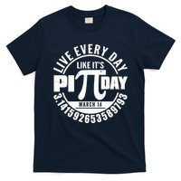 Live Every Day Like It's Pi Day March 14 3.14 Emblem T-Shirt
