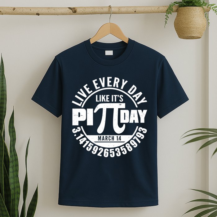 Live Every Day Like It's Pi Day March 14 3.14 Emblem T-Shirt