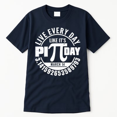 Live Every Day Like It's Pi Day March 14 3.14 Emblem Tall T-Shirt