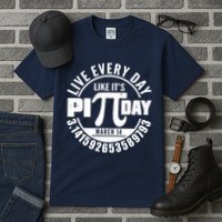 Live Every Day Like It's Pi Day March 14 3.14 Emblem Tall T-Shirt
