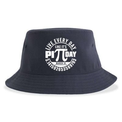Live Every Day Like It's Pi Day March 14 3.14 Emblem Sustainable Bucket Hat