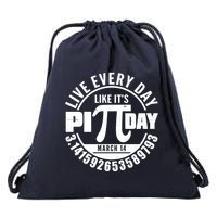 Live Every Day Like It's Pi Day March 14 3.14 Emblem Drawstring Bag