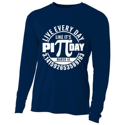 Live Every Day Like It's Pi Day March 14 3.14 Emblem Cooling Performance Long Sleeve Crew