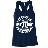 Live Every Day Like It's Pi Day March 14 3.14 Emblem Womens Tank Top