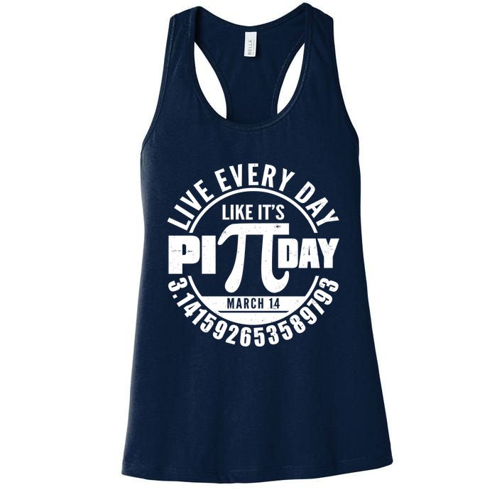 Live Every Day Like It's Pi Day March 14 3.14 Emblem Womens Tank Top