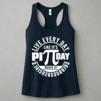 Live Every Day Like It's Pi Day March 14 3.14 Emblem Womens Tank Top