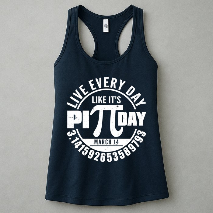 Live Every Day Like It's Pi Day March 14 3.14 Emblem Womens Tank Top