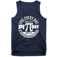 Live Every Day Like It's Pi Day March 14 3.14 Emblem Tank Top