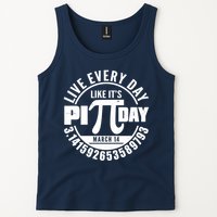 Live Every Day Like It's Pi Day March 14 3.14 Emblem Tank Top