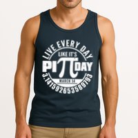 Live Every Day Like It's Pi Day March 14 3.14 Emblem Tank Top